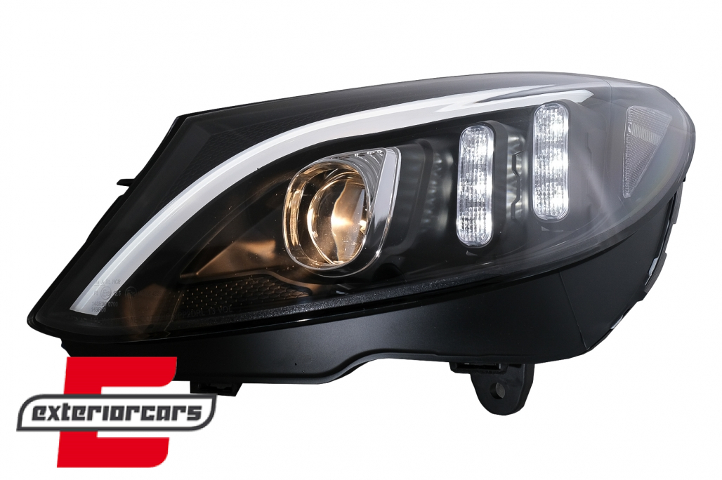 Prednja svjetla LED DRL SEQ žmigavci (crna) / Mercedes C-klasa W205 S205 A205 C205 (2014-2018) - Slika 5