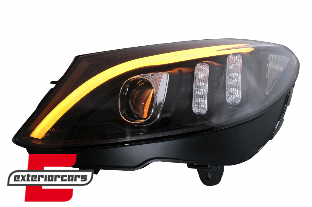 Prednja svjetla LED DRL SEQ žmigavci (crna) / Mercedes C-klasa W205 S205 A205 C205 (2014-2018) - Slika 8