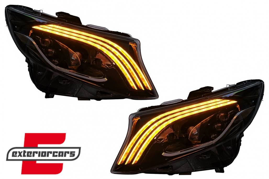 Full LED prednja svjetla SEQ žmigavci (crna) / Mercedes V-klasa Vito W447 (2014-2023) - Slika 15