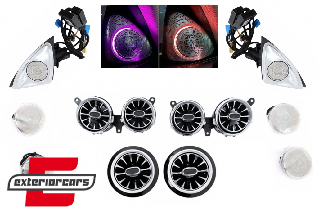 Poklopci zvučnika & rešetke za ventilaciju AC & LED rotirajući visokotonci 64 boje / Mercedes E-klasa W213 S213 C238 (2016-2019)