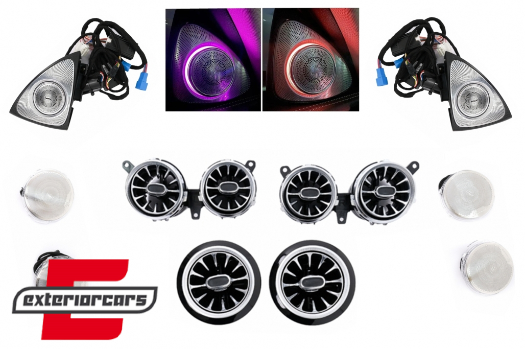 Poklopci zvučnika & rešetke za ventilaciju AC & LED 3D rotirajući visokotonci 64 boje / Mercedes E-klasa W213 S213 C238 (2016-2019)