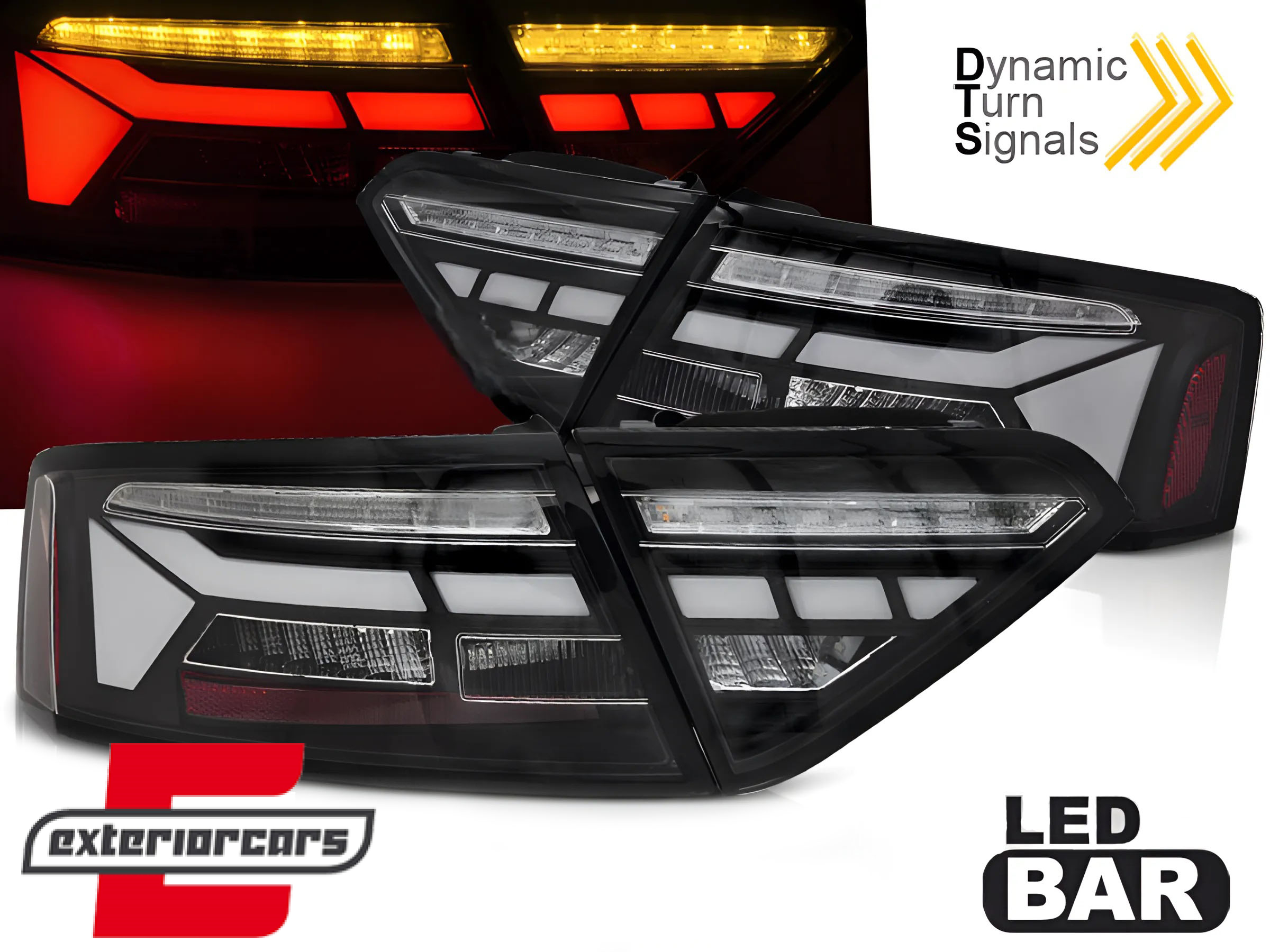 Full LED stražnja svjetla SEQ žmigavci LedBar dizajn (crna) / Audi A5 8T Facelift (2012-2016)