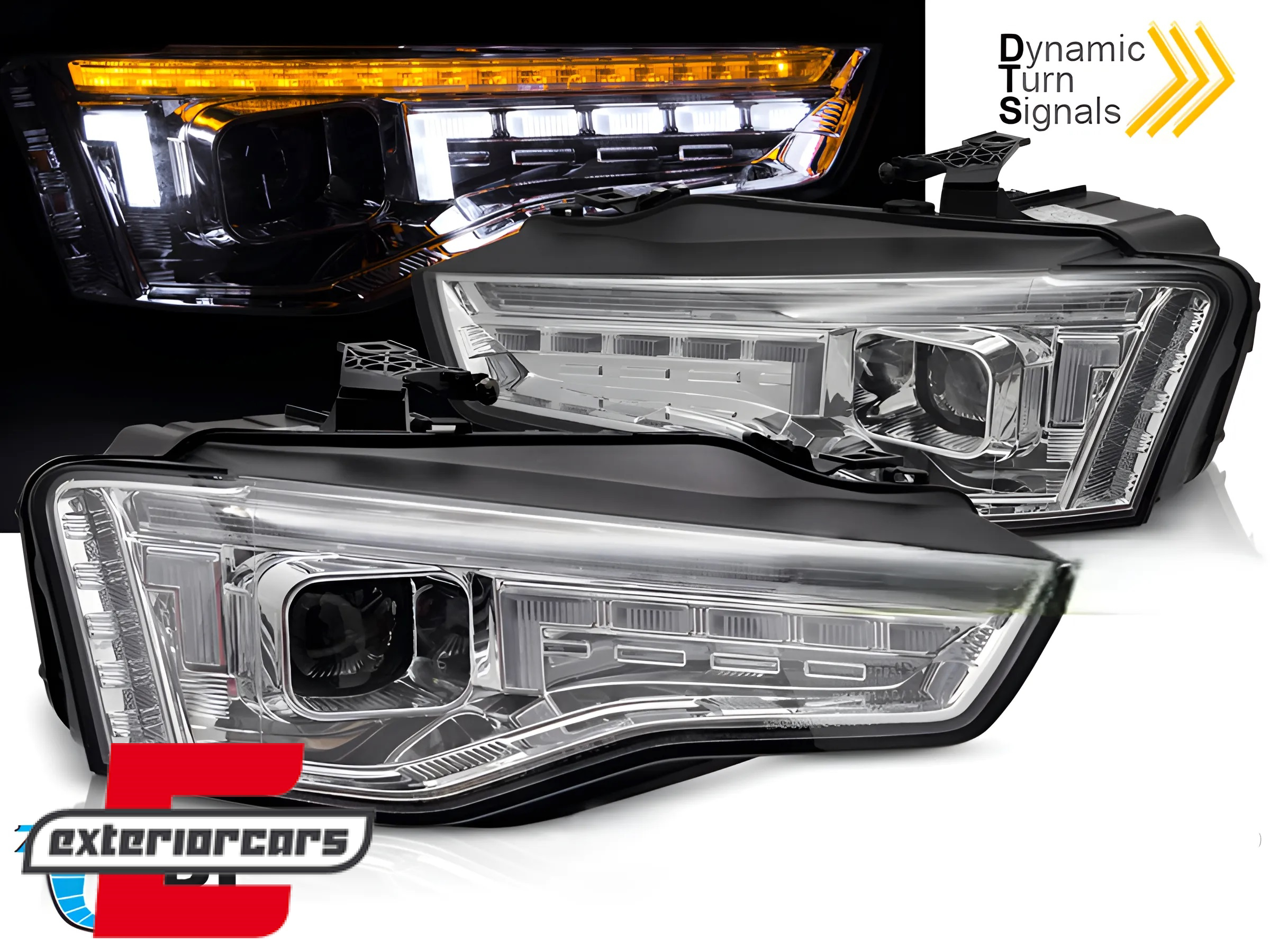 Prednja svjetla LED DRL SEQ žmigavci (chrome) / Audi A5 8T Facelift (2012-2016)