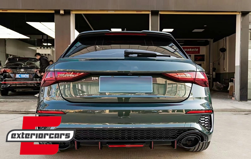 Difuzor zraka sa nastavcima auspuha RS3 dizajn (crna) pogodno za Audi A3 8Y Hatchback S-Line S3 (2020-) - Slika 7