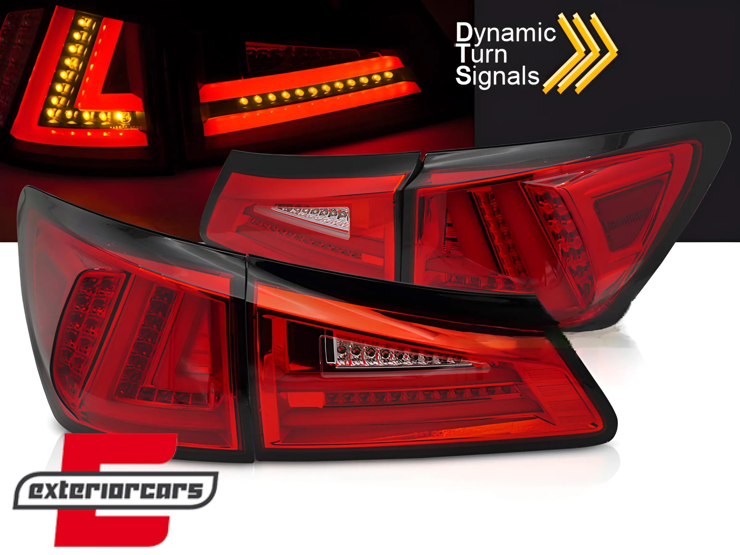 Full LED stražnja svjetla SEQ žmigavci LedBar dizajn (crvena/kristal) / Lexus IS XE20 (2006-2012)