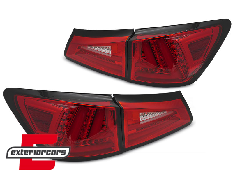 Full LED stražnja svjetla SEQ žmigavci LedBar dizajn (crvena/kristal) / Lexus IS XE20 (2006-2012) - Slika 2