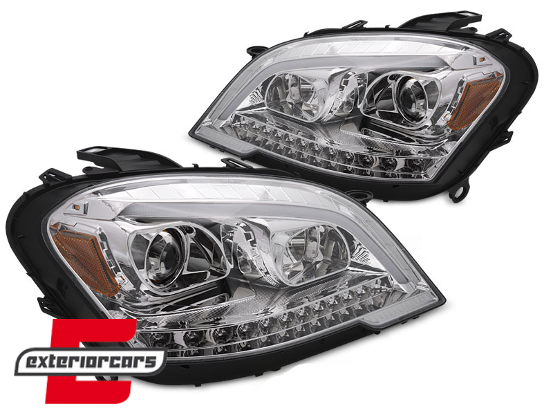 Prednja svjetla TubeLight LED SEQ žmigavci (chrome) / Mercedes ML klasa W164 Facelift (2008-2011) - Slika 2