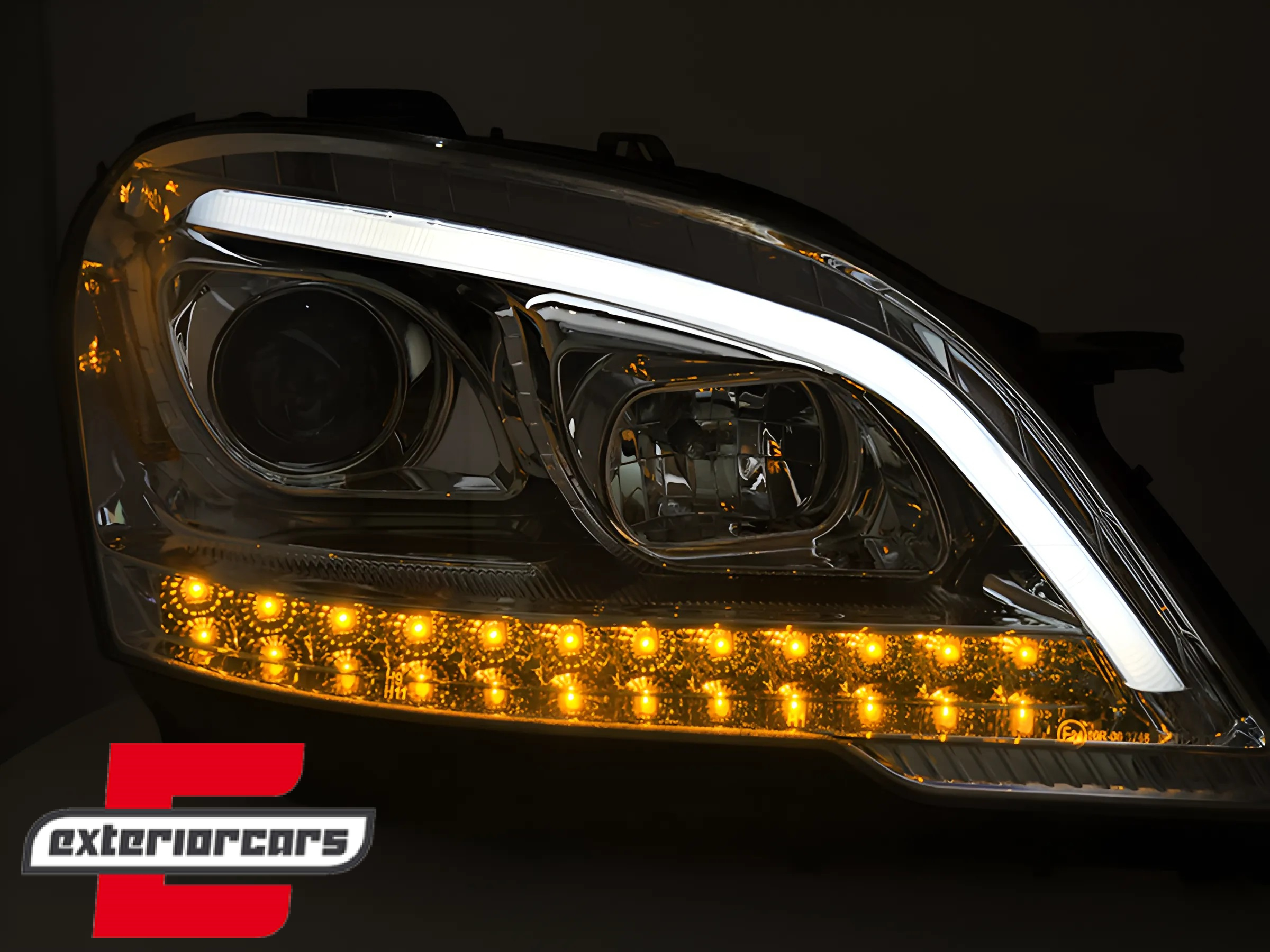 Prednja svjetla TubeLight LED SEQ žmigavci (chrome) / Mercedes ML klasa W164 Facelift (2008-2011) - Slika 5