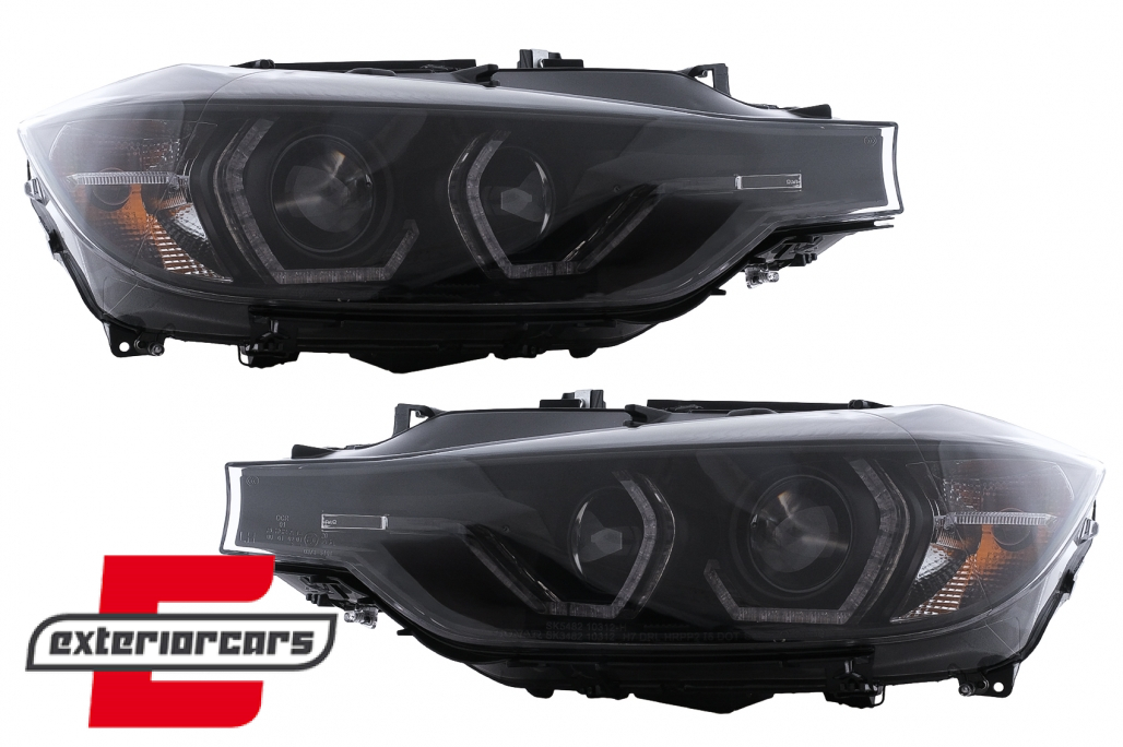 Prednja svjetla Angel Eyes LED DRL (crna) / BMW serije 3 F30 F31 limuzina karavan (10.2011-05.2015) - Slika 2