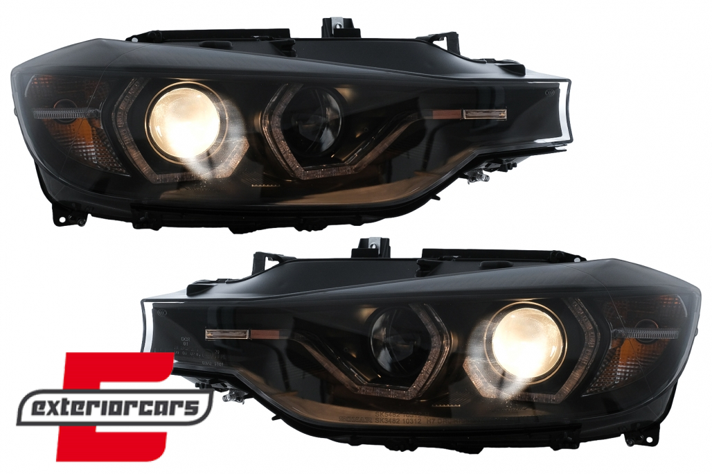 Prednja svjetla Angel Eyes LED DRL (crna) / BMW serije 3 F30 F31 limuzina karavan (10.2011-05.2015) - Slika 6