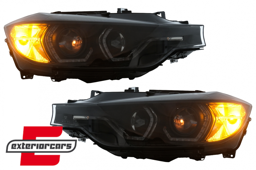 Prednja svjetla Angel Eyes LED DRL (crna) / BMW serije 3 F30 F31 limuzina karavan (10.2011-05.2015) - Slika 9
