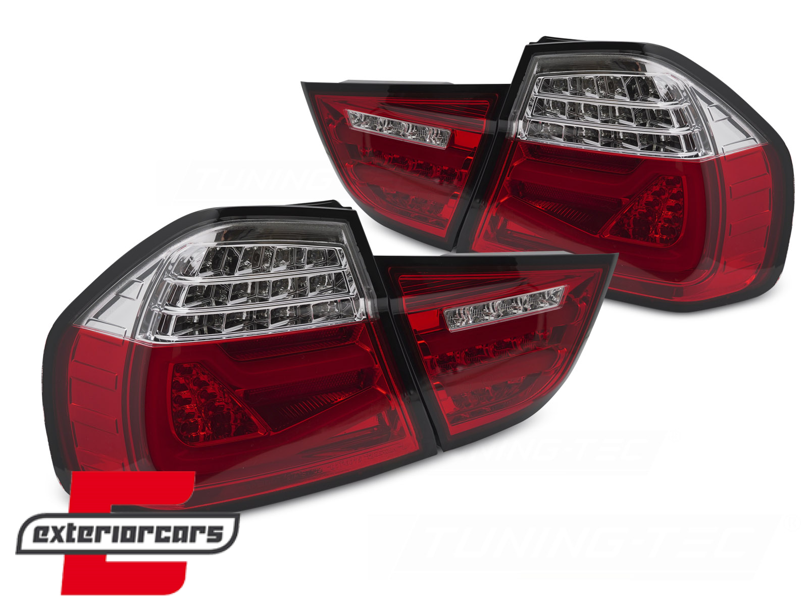 Full LED stražnja svjetla SEQ žmigavci (crvena/kristal) / BMW serije 3 E90 LCI (2008-2011) limuzina - Slika 2