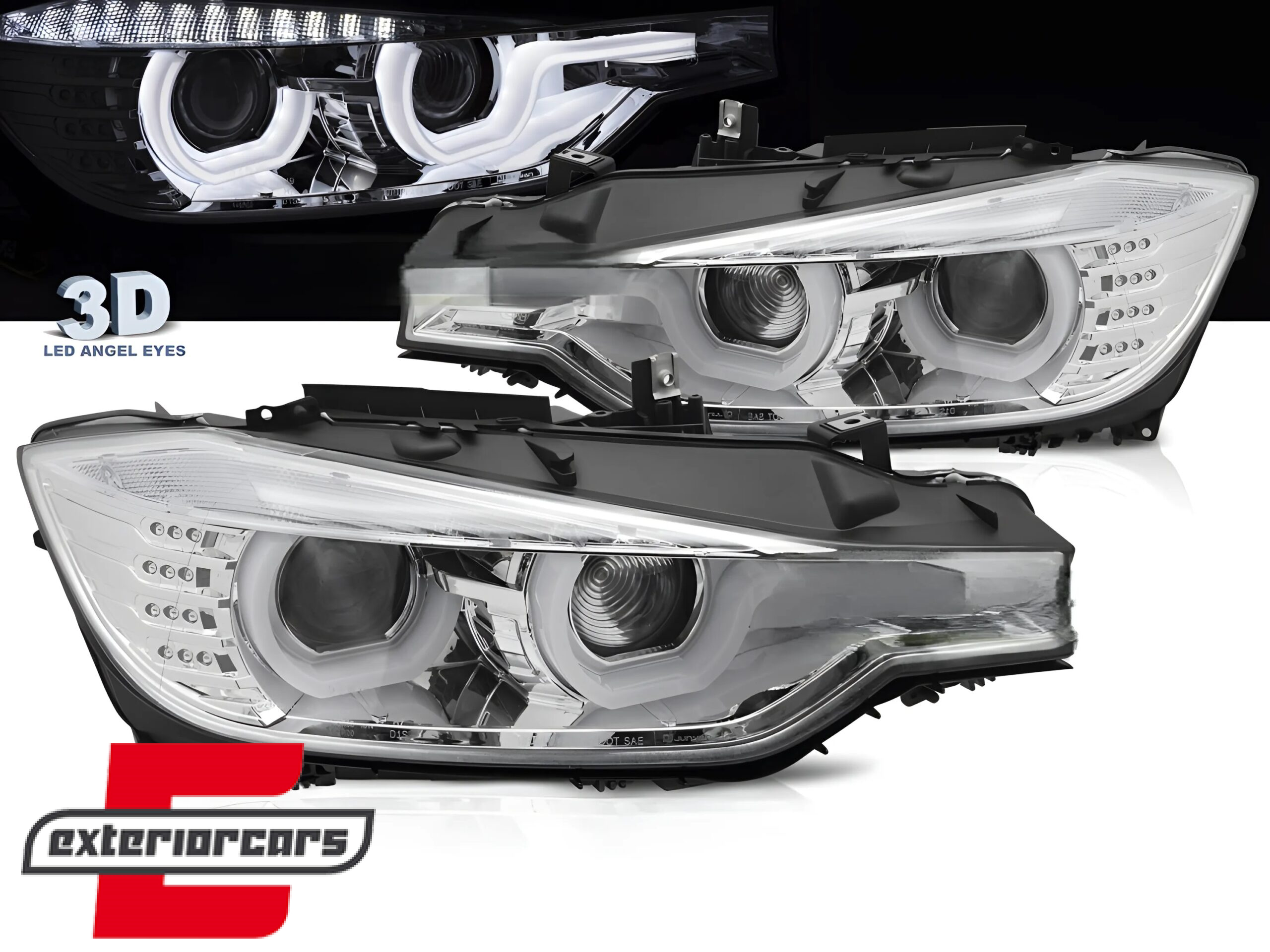 Prednja svjetla 3D LED Angel Eyes U-dizajn (chrome) / BMW serije 3 F30 F31 limuzina karavan (10.2011-05.2015)