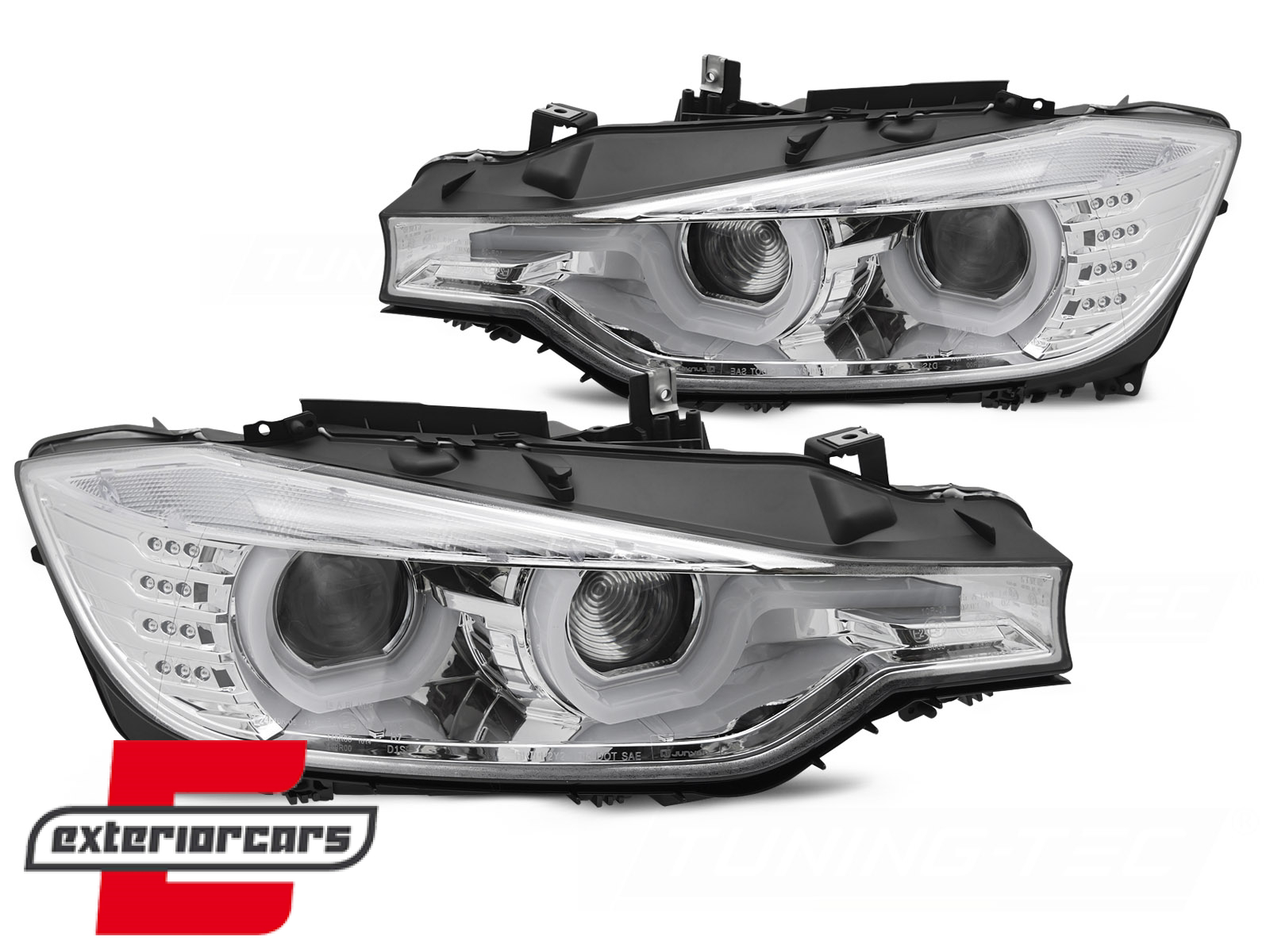 Prednja svjetla 3D LED Angel Eyes U-dizajn (chrome) / BMW serije 3 F30 F31 limuzina karavan (10.2011-05.2015) - Slika 2