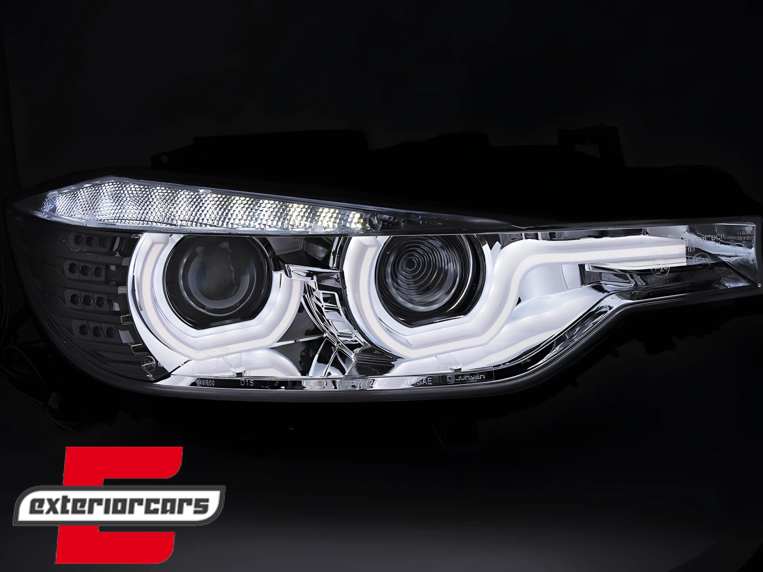 Prednja svjetla 3D LED Angel Eyes U-dizajn Xenon (chrome) / BMW serije 3 F30 F31 limuzina karavan (10.2011-05.2015) - Slika 3