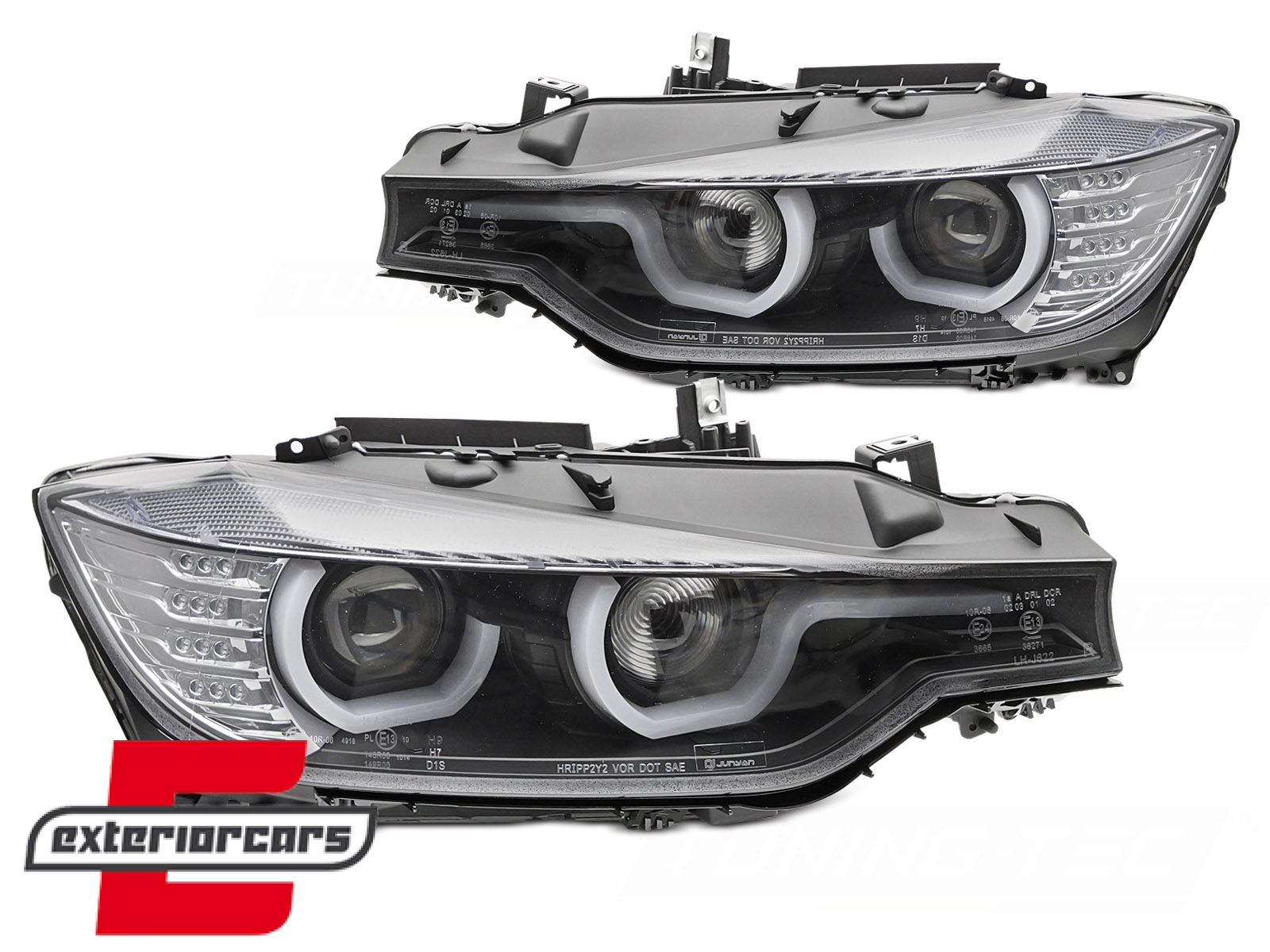 Prednja svjetla 3D LED Angel Eyes U-dizajn Xenon (crna) / BMW serije 3 F30 F31 limuzina karavan (10.2011-05.2015) - Slika 2