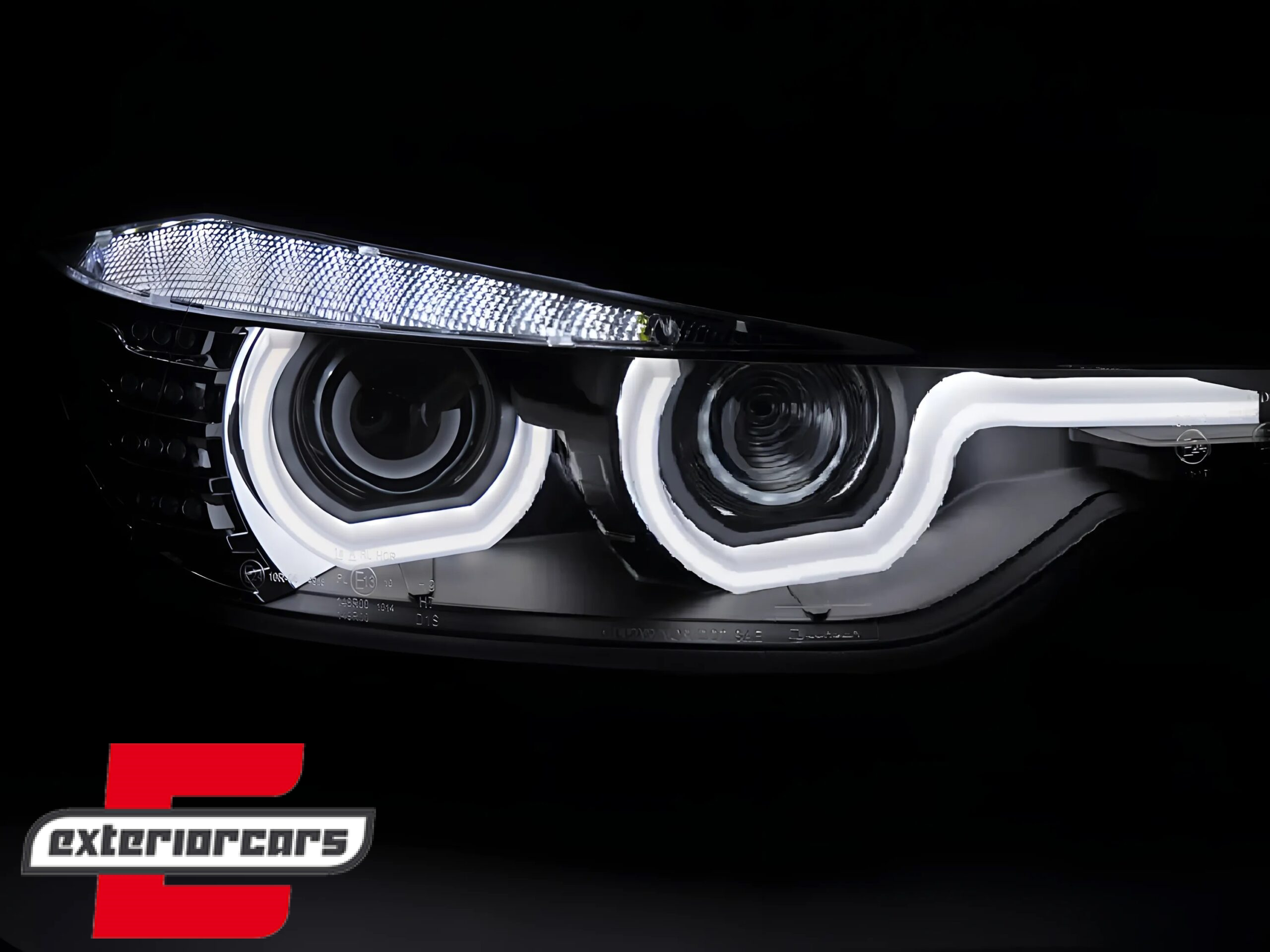 Prednja svjetla 3D LED Angel Eyes U-dizajn Xenon (crna) / BMW serije 3 F30 F31 limuzina karavan (10.2011-05.2015) - Slika 4