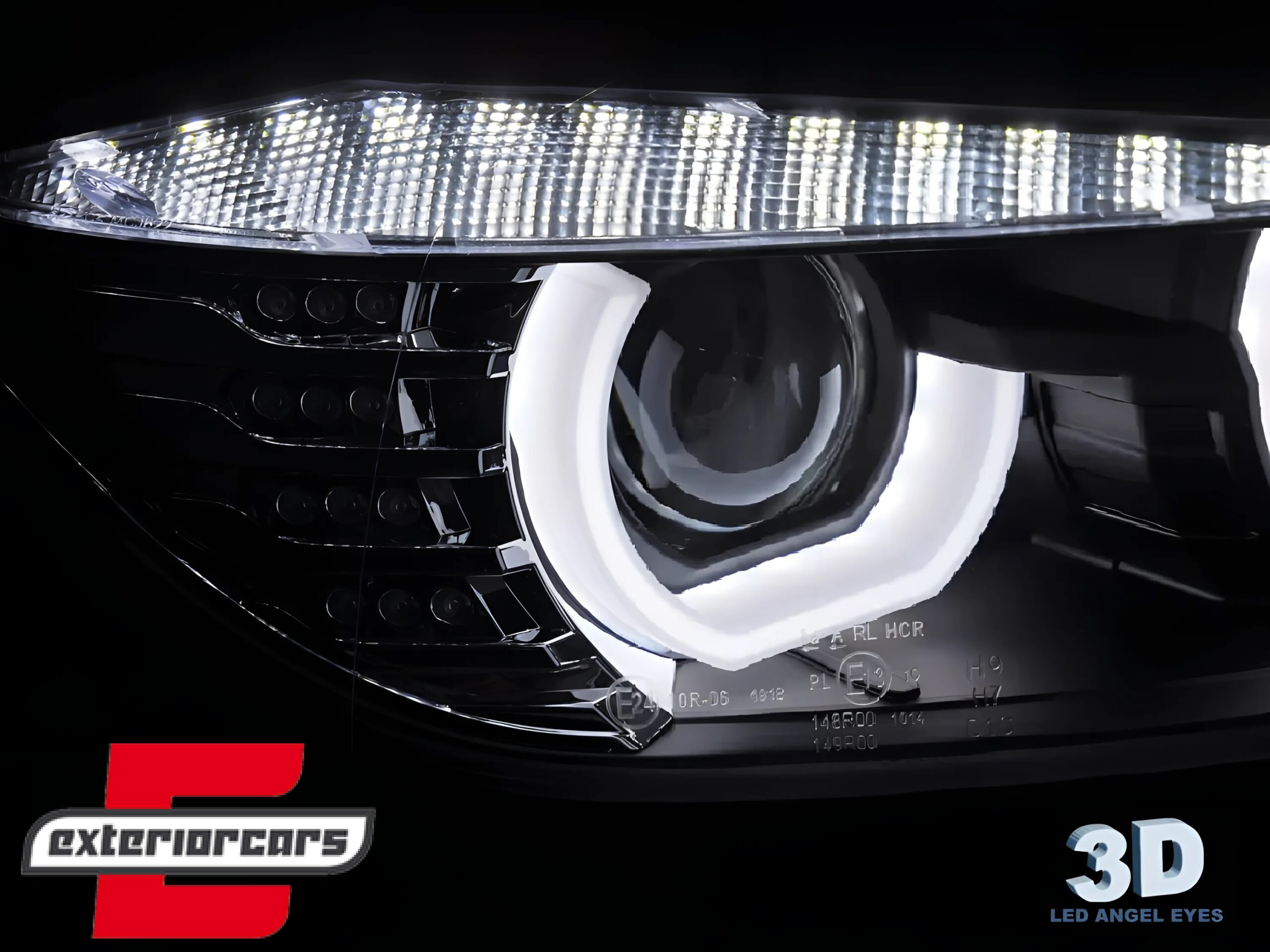 Prednja svjetla 3D LED Angel Eyes U-dizajn Xenon (crna) / BMW serije 3 F30 F31 limuzina karavan (10.2011-05.2015) - Slika 5