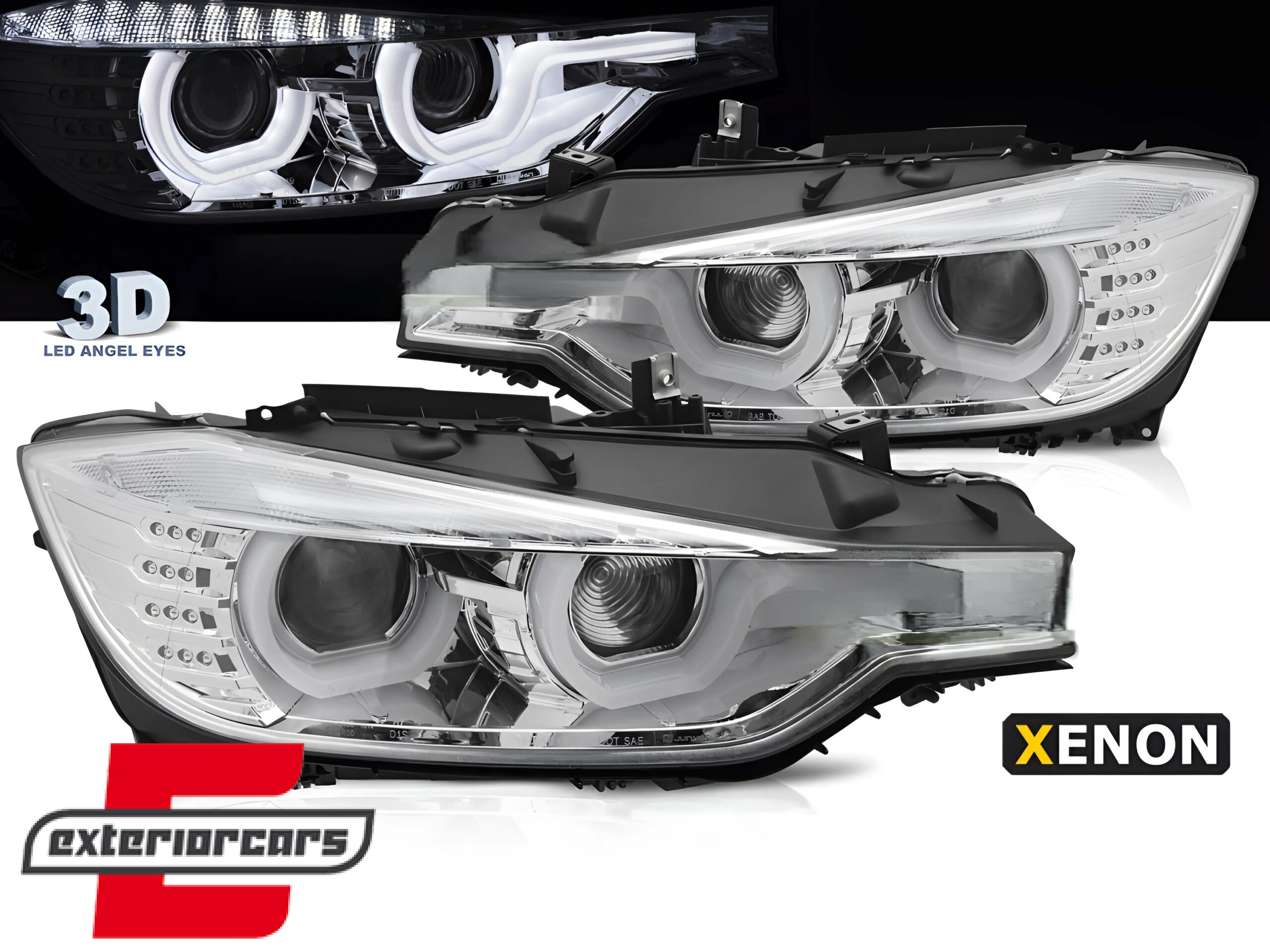 Prednja svjetla 3D LED Angel Eyes U-dizajn Xenon (chrome) / BMW serije 3 F30 F31 limuzina karavan (10.2011-05.2015)
