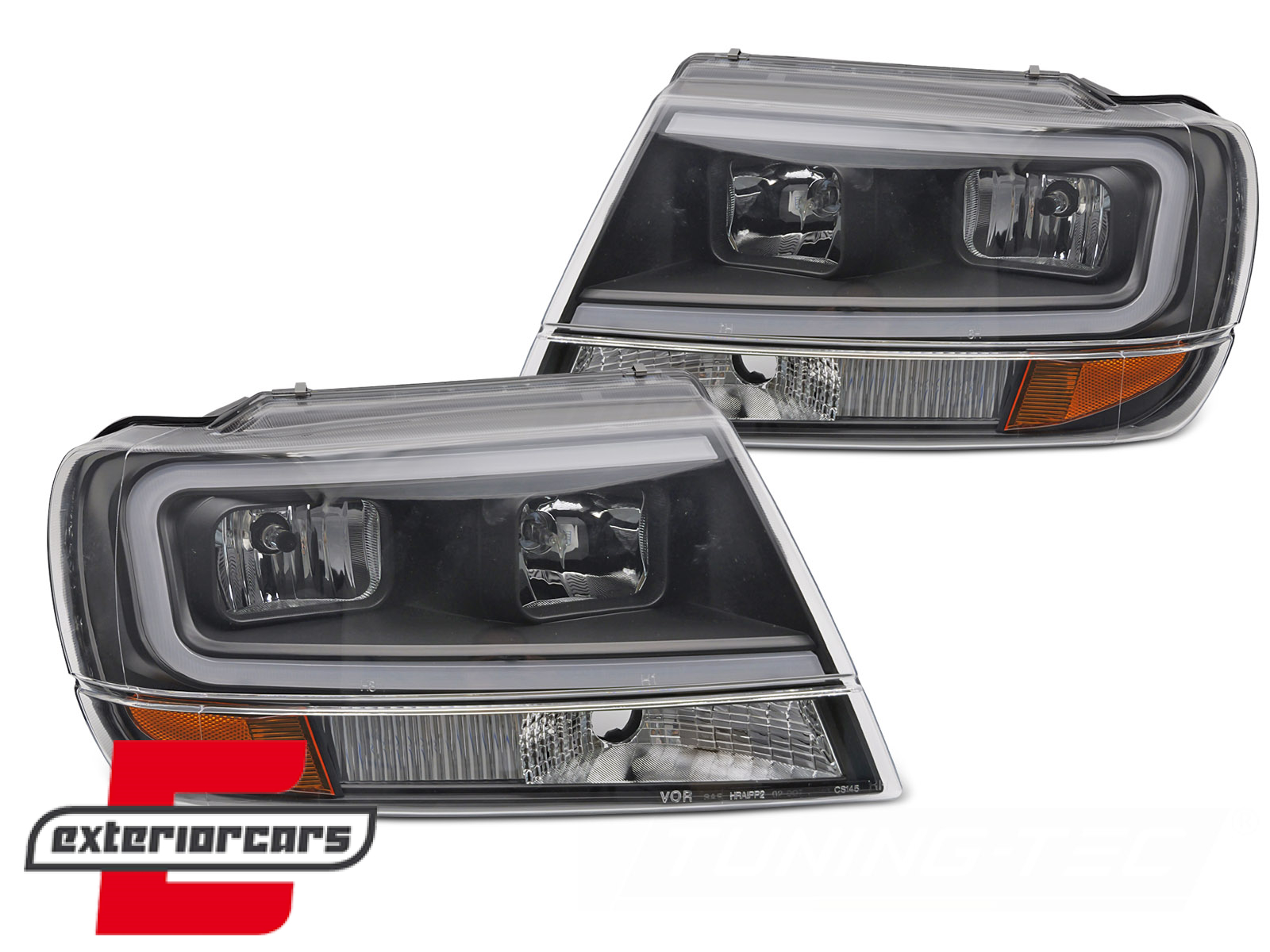 Prednja svjetla LED TubeLight dizajn (crna) / Jeep Grand Cherokee (1999-05.2005) - Slika 2