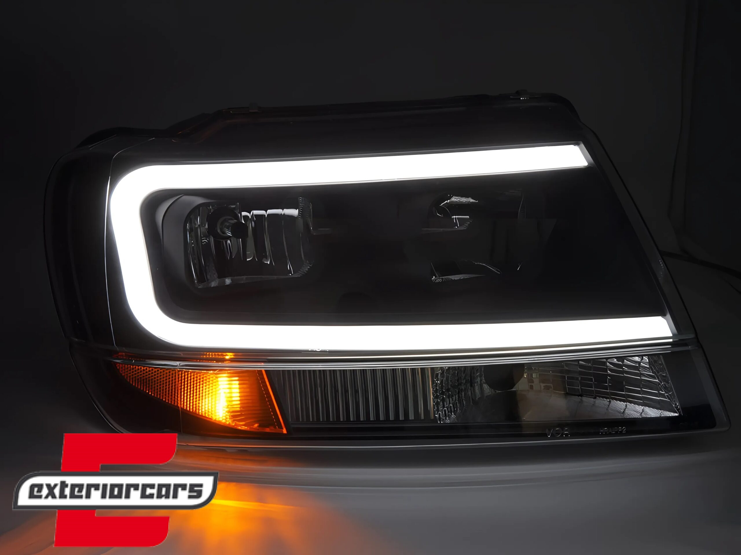 Prednja svjetla LED TubeLight dizajn (crna) / Jeep Grand Cherokee (1999-05.2005) - Slika 3