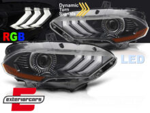 Full LED prednja svjetla RGB DRL SEQ žmigavci (crna) / Ford Mustang VI Facelift (2018-2022)