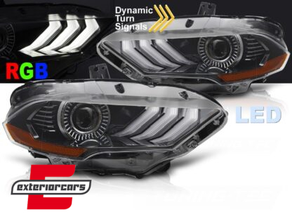Full LED prednja svjetla RGB DRL SEQ žmigavci (crna) / Ford Mustang VI Facelift (2018-2022)