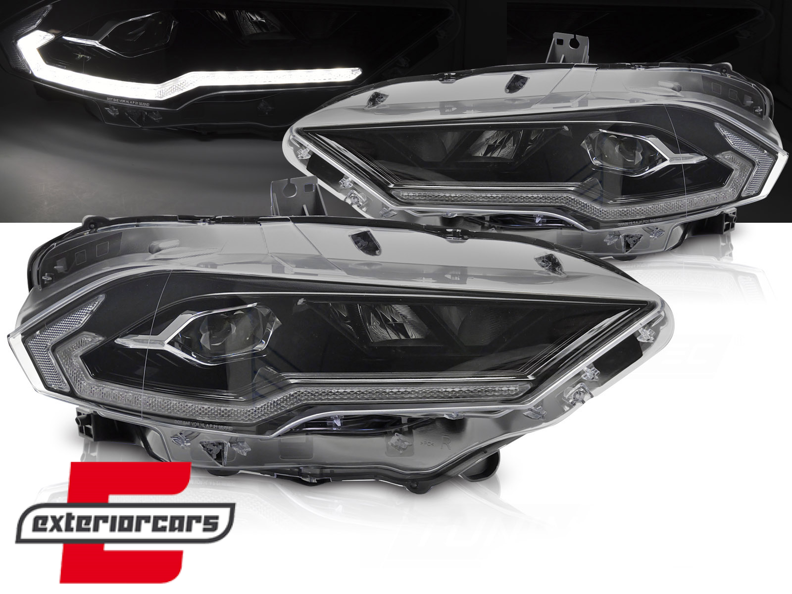 Full LED prednja svjetla SEQ žmigavci (crna) / Ford Mustang VI Facelift (2018-2023)