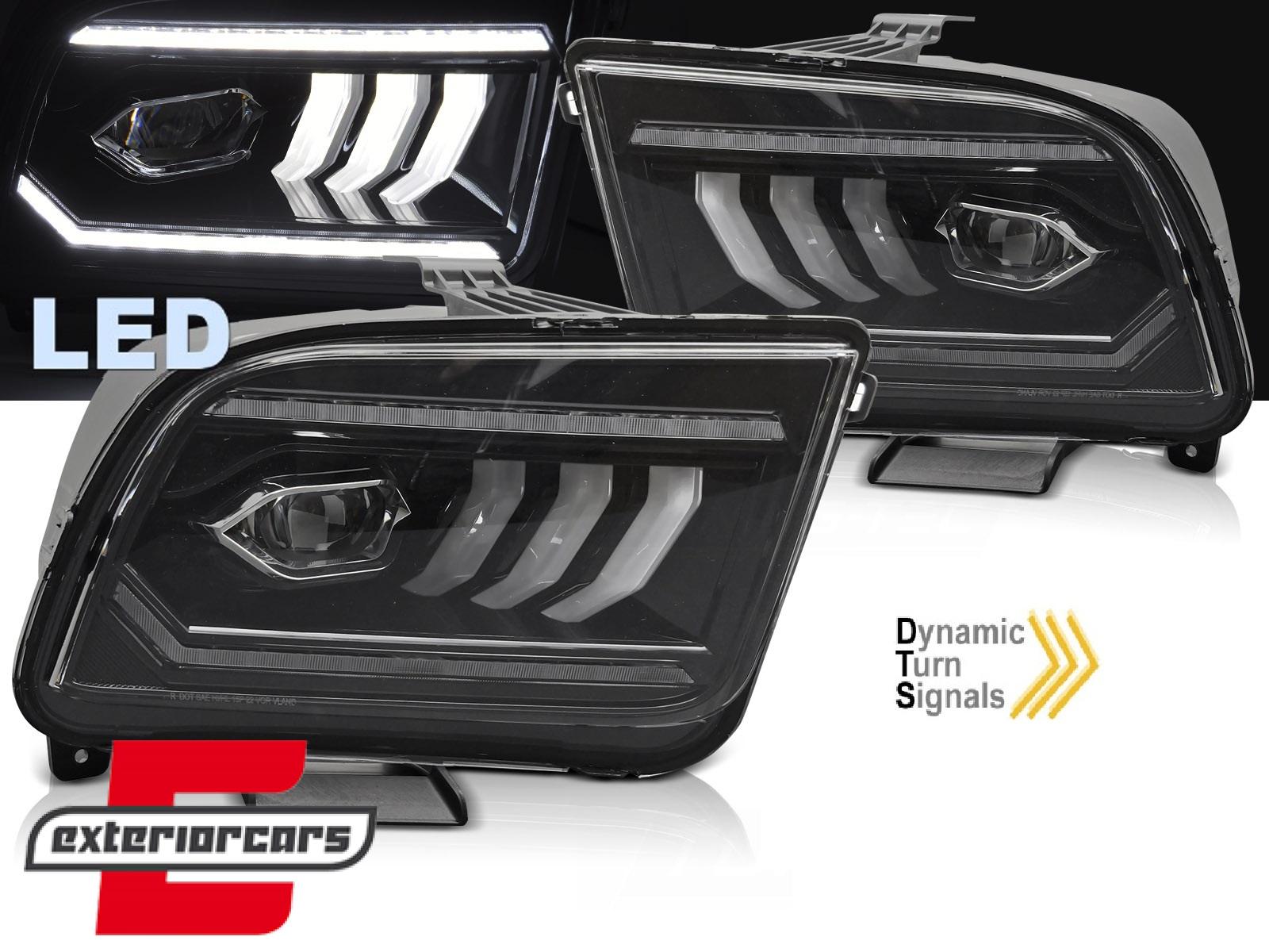 Full LED prednja svjetla SEQ žmigavci (crna) / Ford Mustang V (2004-2009)