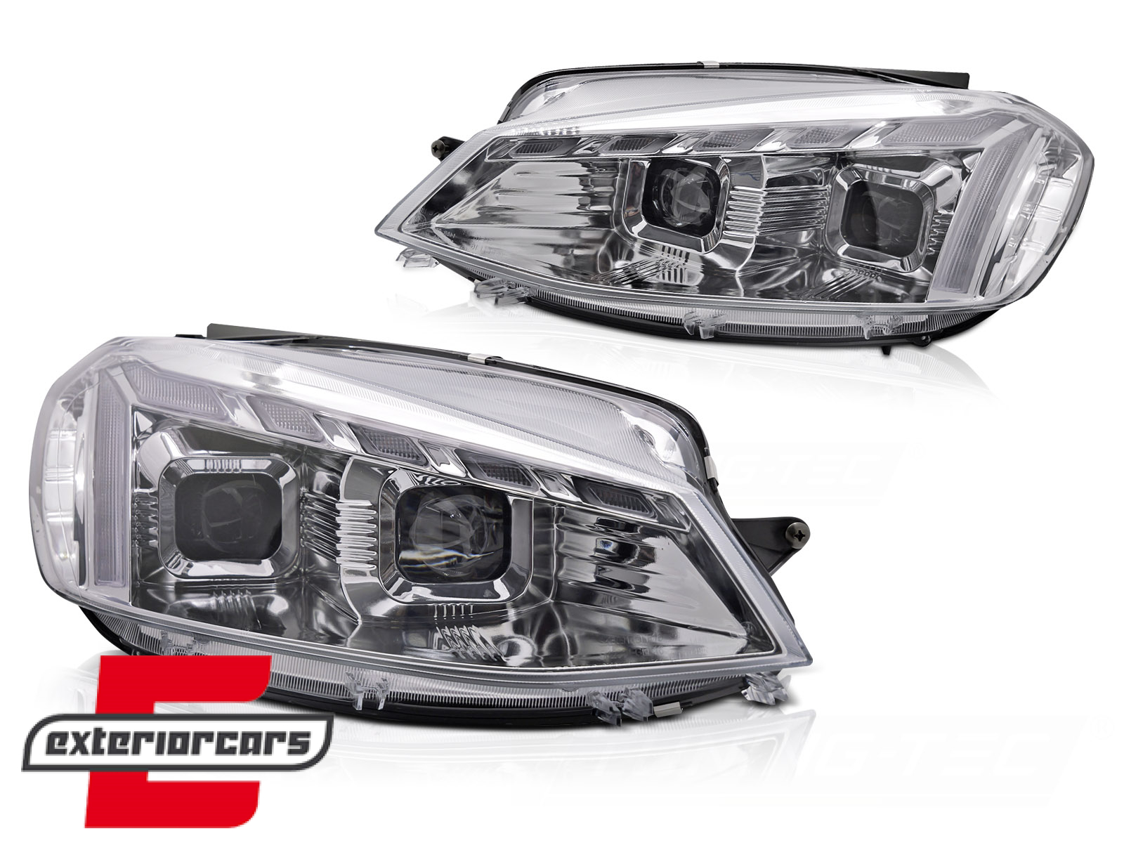 Full LED prednja svjetla LED DRL SEQ žmigavci (chrome) / VW Golf 7.5 Facelift (2017-2019) - Slika 3