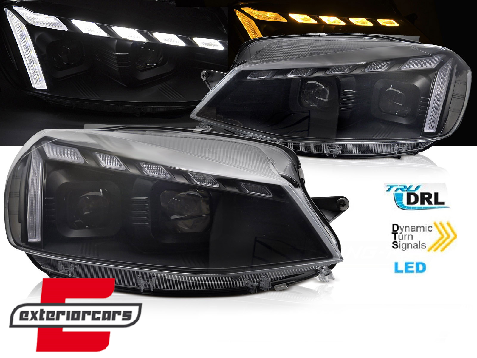 Full LED prednja svjetla LED DRL SEQ žmigavci (crna) / VW Golf 7.5 Facelift (2017-2019)