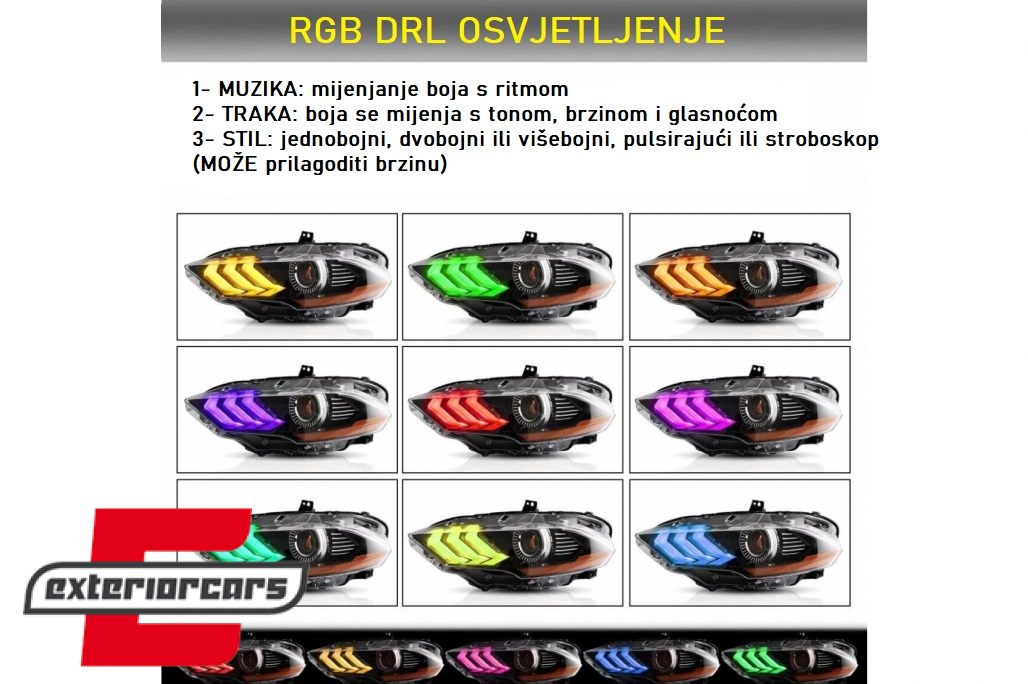 Full LED prednja svjetla RGB DRL SEQ žmigavci (crna) / Ford Mustang VI Facelift (2018-2022) - Slika 15