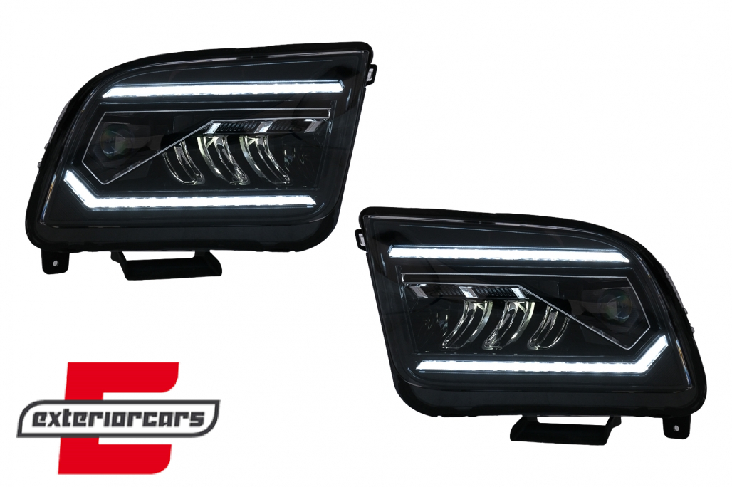 Full LED prednji farovi SEQ žmigavci (crna) / Ford Mustang V (2004-2009)