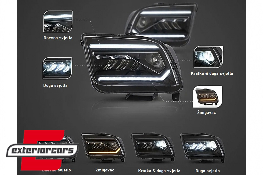 Full LED prednji farovi SEQ žmigavci (crna) / Ford Mustang V (2004-2009) - Slika 19