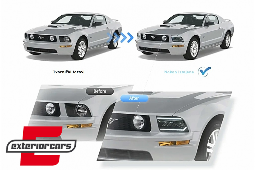 Full LED prednji farovi SEQ žmigavci (crna) / Ford Mustang V (2004-2009) - Slika 21