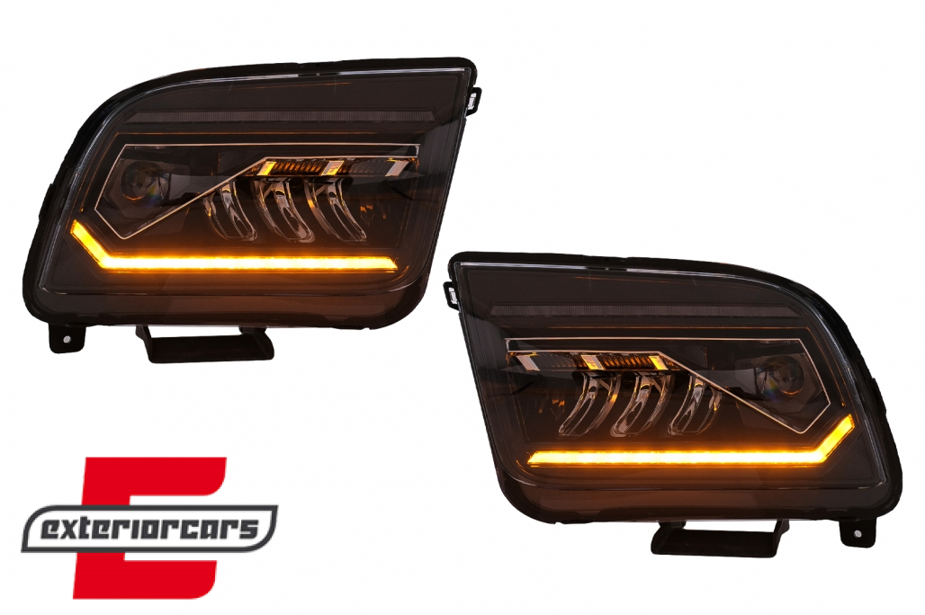 Full LED prednji farovi SEQ žmigavci (crna) / Ford Mustang V (2004-2009) - Slika 7