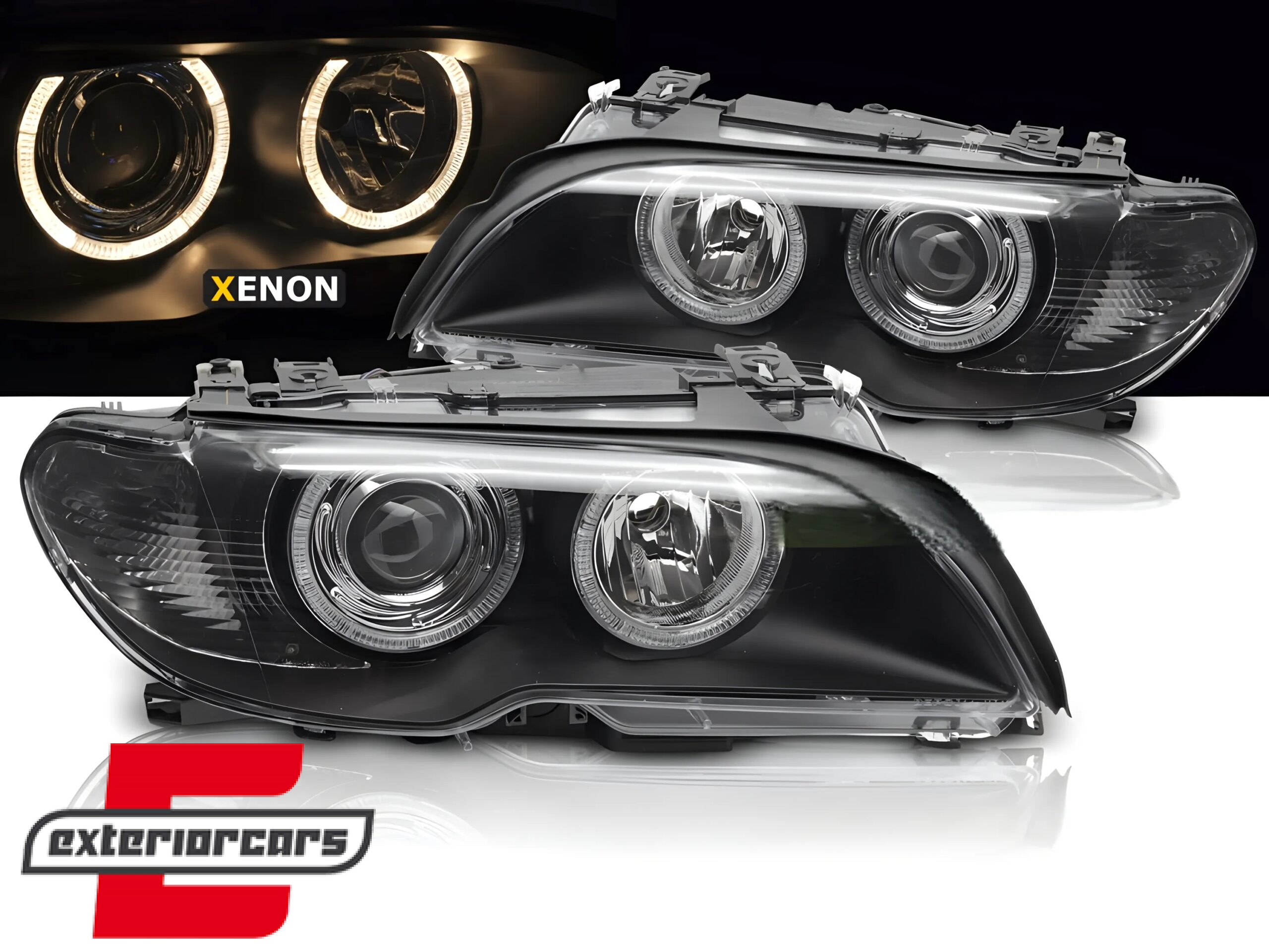Prednja svjetla Angel Eyes Xenon (crna) / BMW serije 3 E46 Coupe Cabrio (2003-2006)