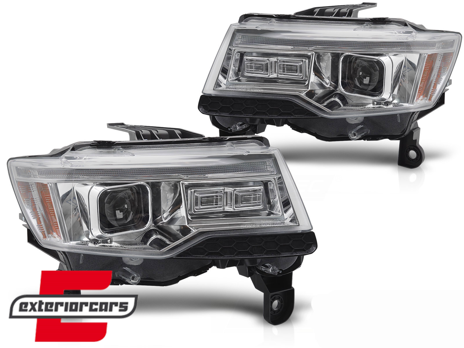 Prednja svjetla LED DRL SEQ žmigavci TubeLight dizajn XENON (chrome) / Jeep Grand Cherokee WK2 Facelift (2014-2021) - Slika 2