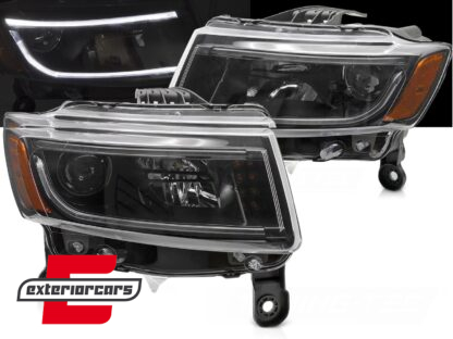 Prednja svjetla TubeLight dizajn (crna) / Jeep Grand Cherokee WK2 Facelift (2014-2016)