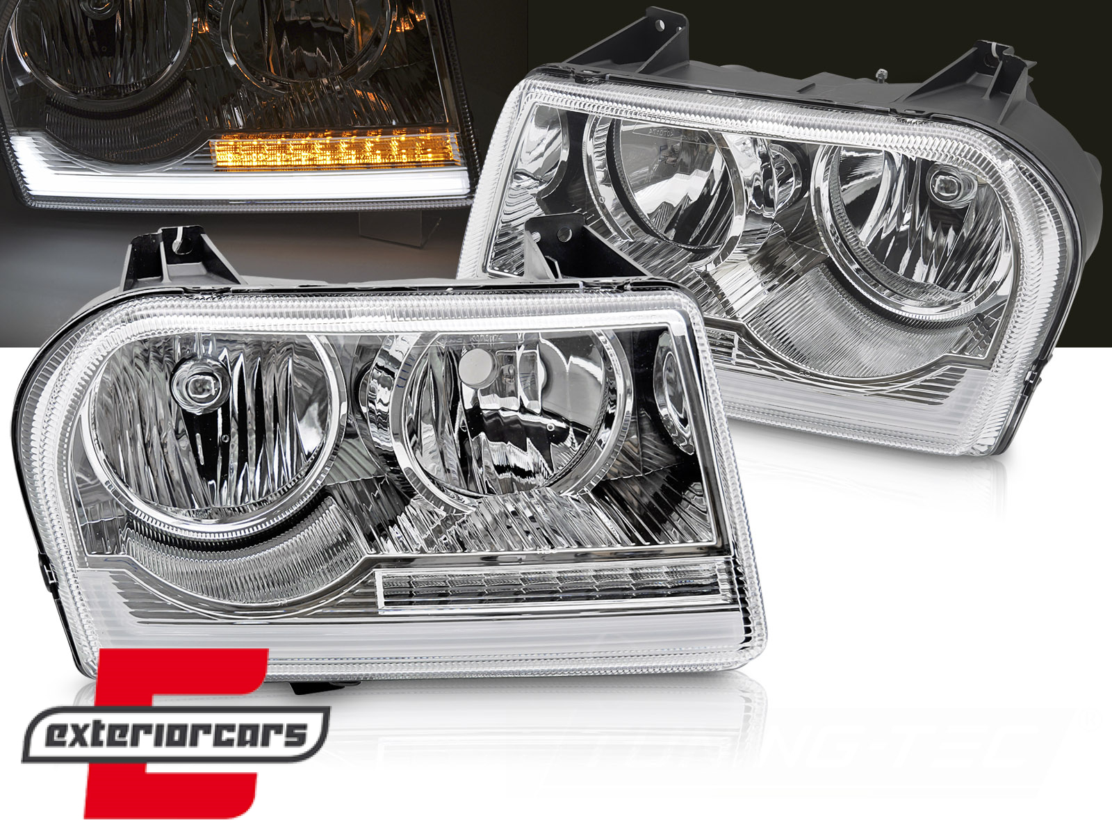 Prednja svjetla SEQ žmigavci TubeLight dizajn (chrome) / CHRYSLER 300C (2005-2008)