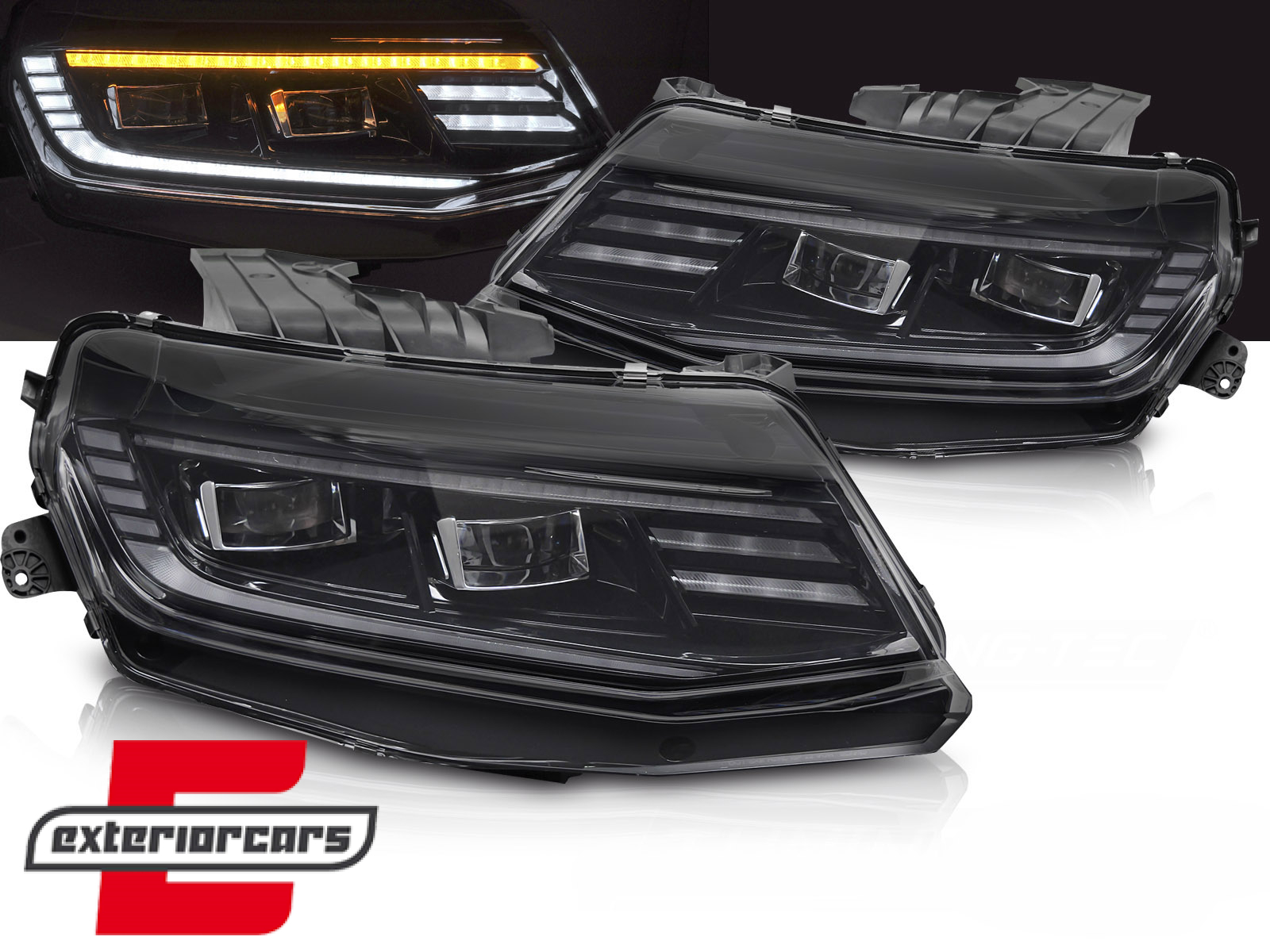 Prednja svjetla LED DRL SEQ žmigavci (crna) / Chevrolet Camaro (2016-2018)