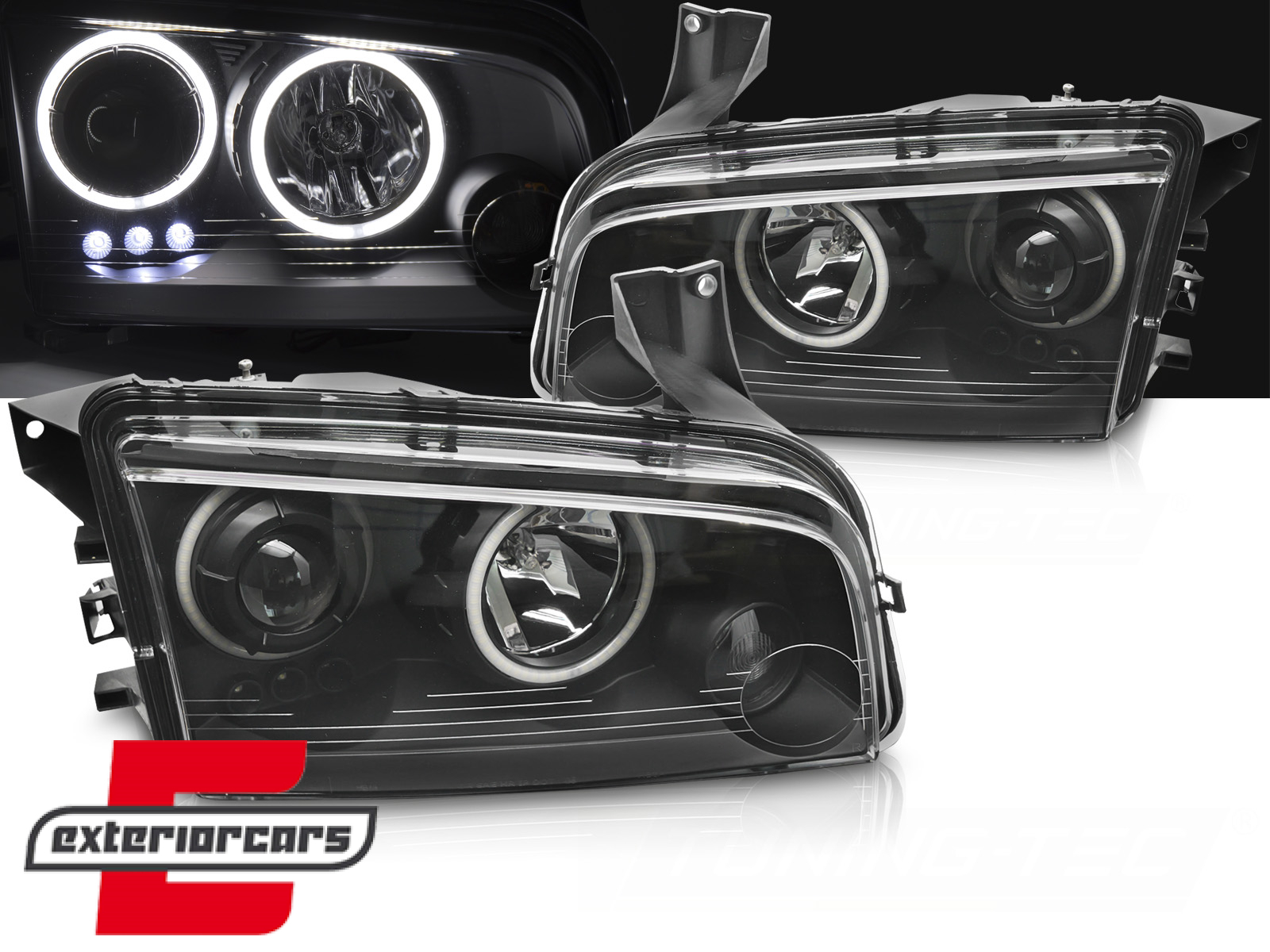 Prednja svjetla Angel Eyes (crna) / DODGE CHARGER LX (2006-2010)
