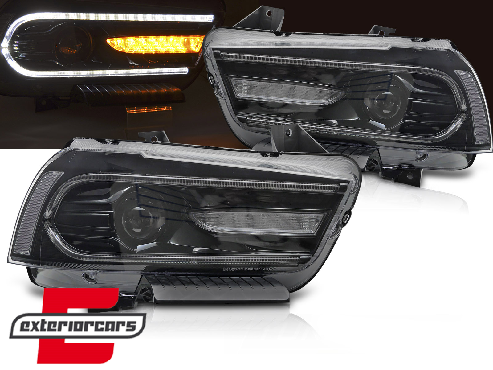 Prednja svjetla LED TruDRL SEQ žmigavci (crna) / Dodge Charger (2011-2015)