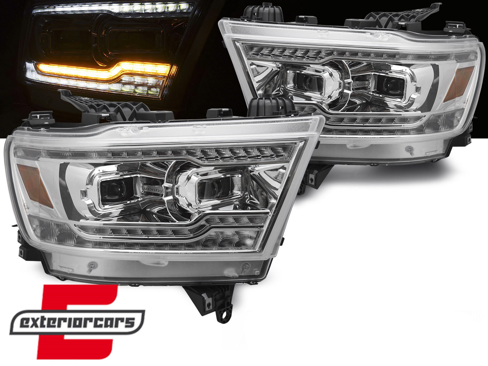 Full LED prednja svjetla SEQ žmigavci (chrome) / DODGE RAM (2019-2022)