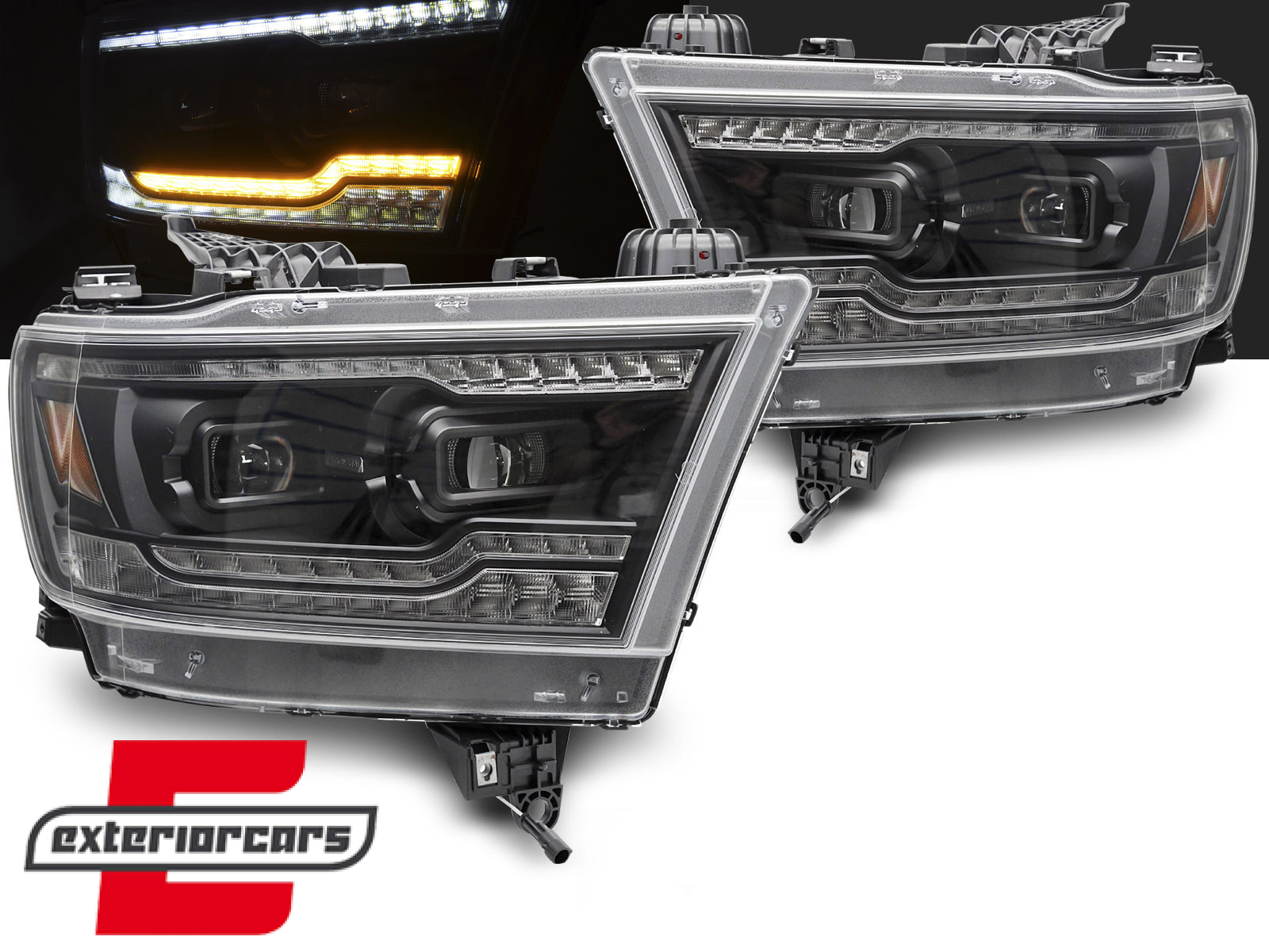 Full LED prednja svjetla SEQ žmigavci (crna) / DODGE RAM (2019-2022)