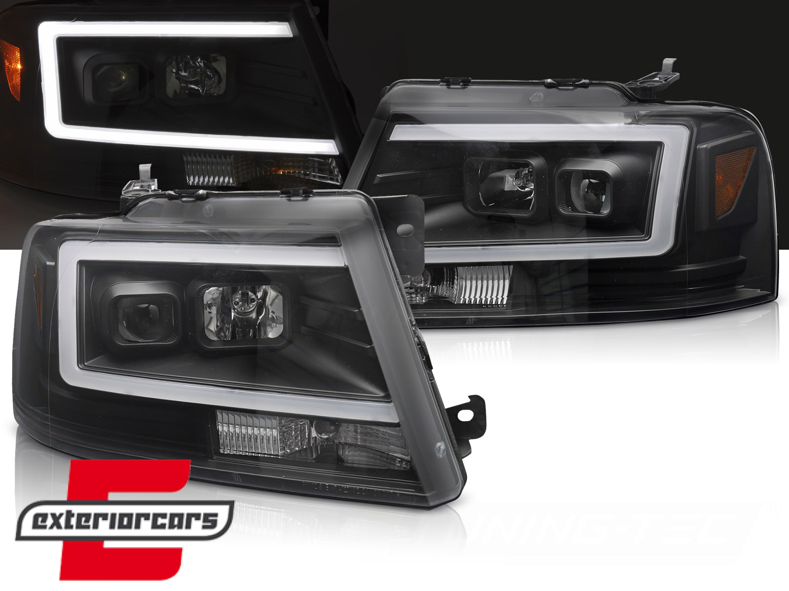 Prednja svjetla TubeLED dizajn (crna) / FORD F150 Mk11 (2004-2008)