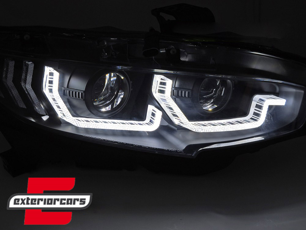 Full LED prednja svjetla TruDRL SEQ žmigavci (crna) / Honda Civic Mk10 (2016-2021) Limuzina & Hatchback - Slika 3