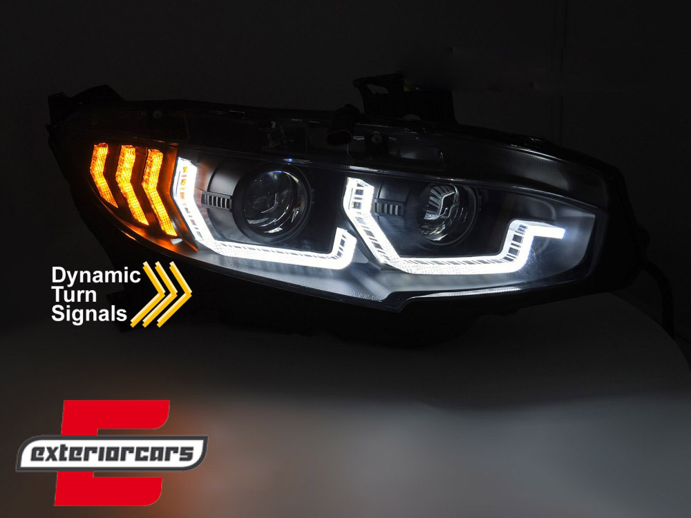 Full LED prednja svjetla TruDRL SEQ žmigavci (crna) / Honda Civic Mk10 (2016-2021) Limuzina & Hatchback - Slika 4