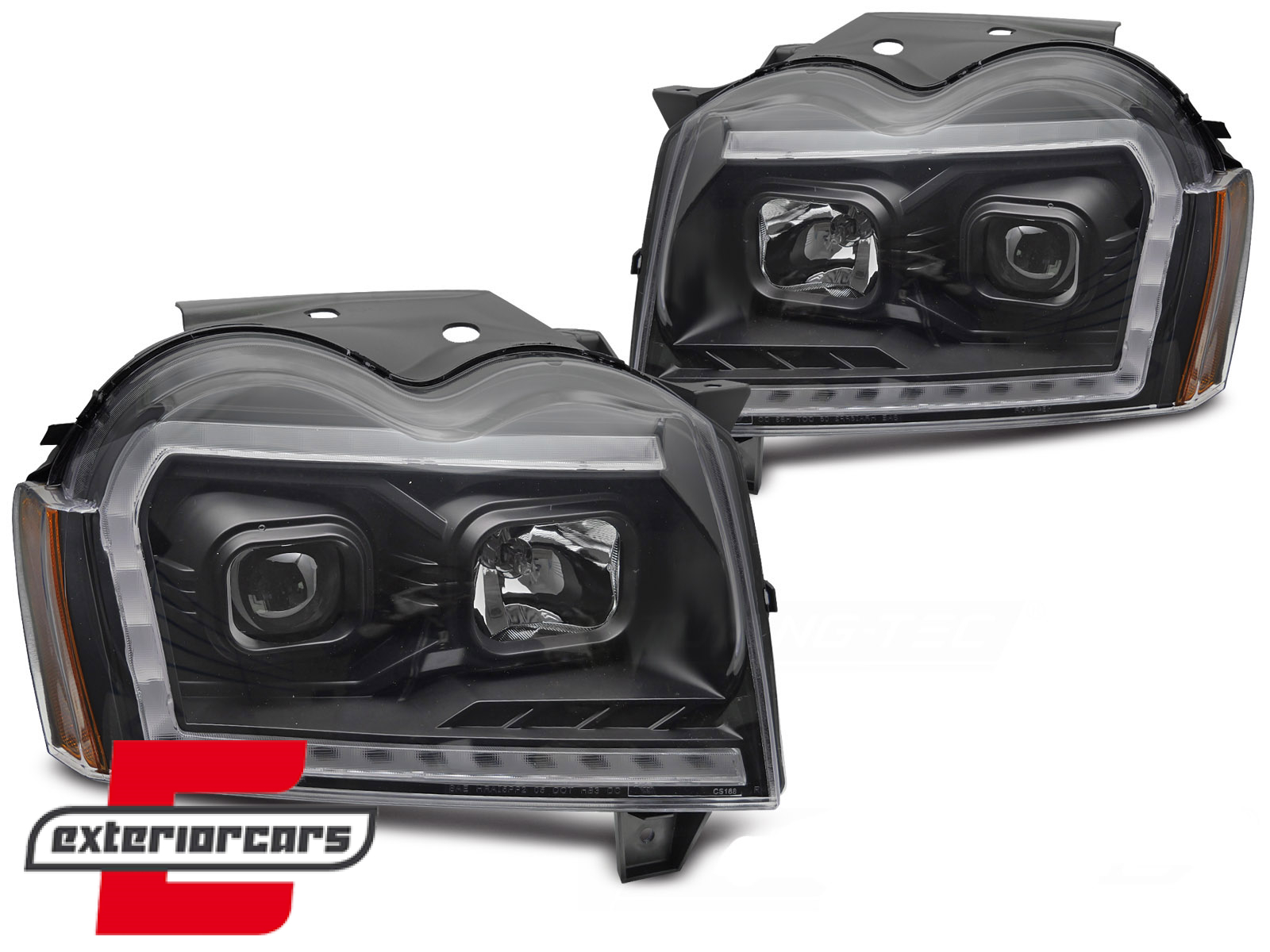 Prednja svjetla LED DRL SEQ žmigavci (crna) / Jeep Grand Cherokee WK (2005-2008) - Slika 2
