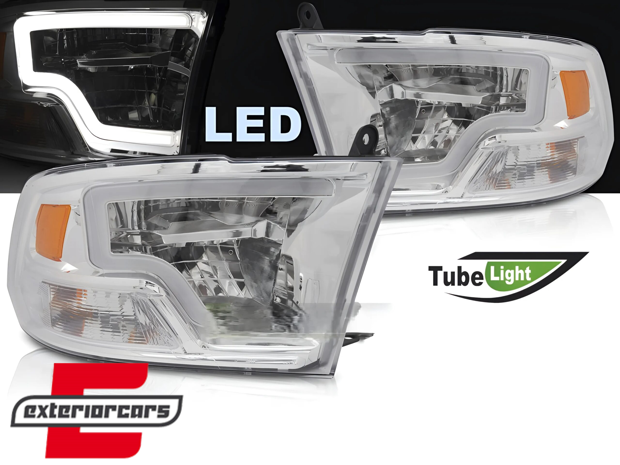 LED prednja svjetla TubeLight dizajn (chrome) / DODGE RAM (2009-2018)